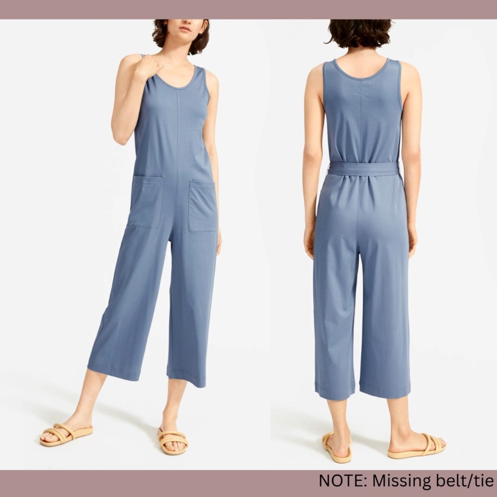 NEW EVERLANE [ Medium ] The‎ Luxe Cotton Tank Jumpsuit w/ Pockets